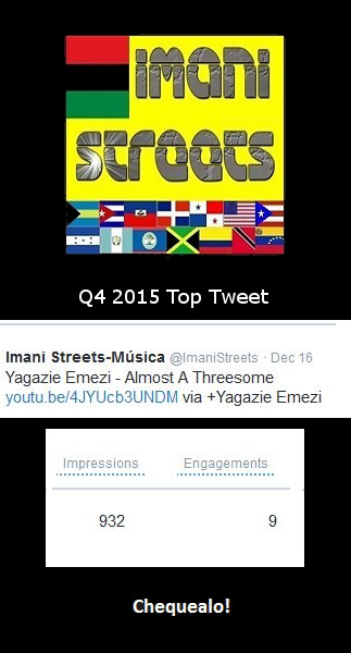 #ImaniStreets* #Music Q4 Top Tweet